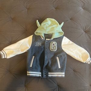 GAP Kids Navy & Cream Varsity Hoodie Jacket with Mint Green Hood